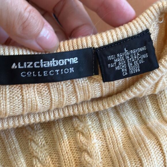 Vintage 80s Liz Claiborne Collection gold ribbed rayon short sleeve sweater - Picture 7 of 8